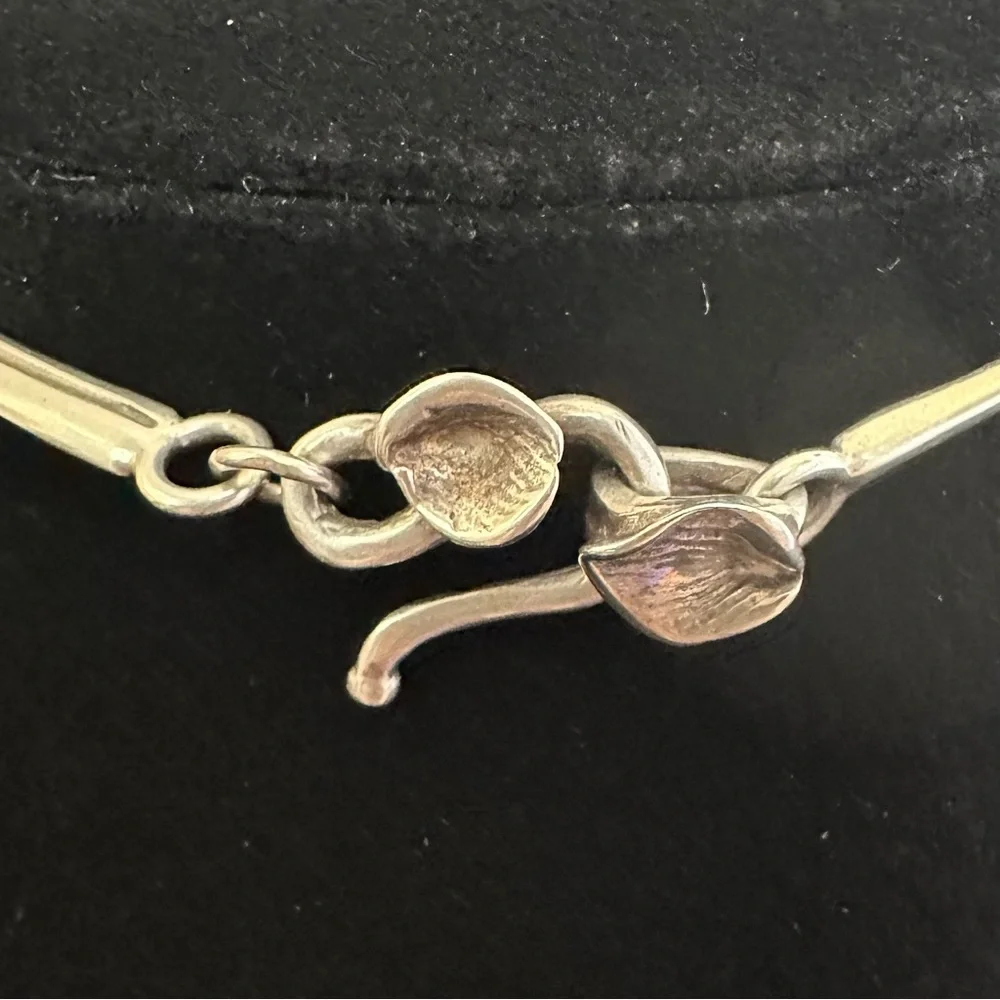 Museum-Quality Huge Artisan Sterling Silver Calla Lily Pearl Statement Necklace